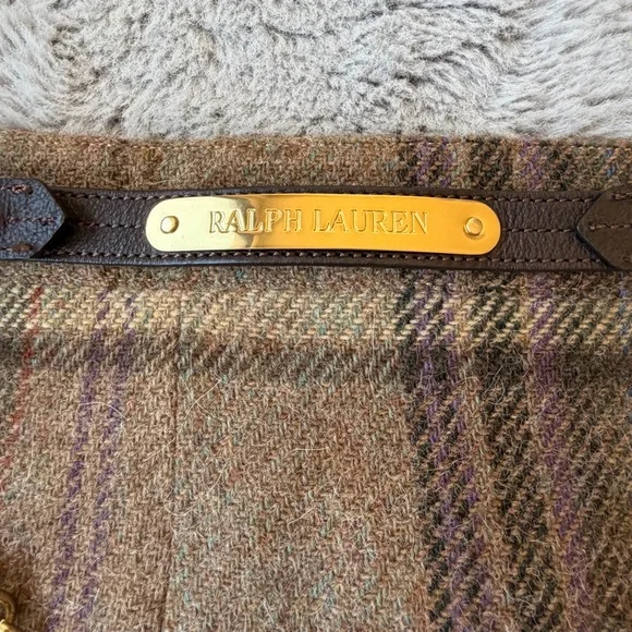 RALPH LAUREN Vintage Plaid Wool Tweed Mini Skirt with Chain Belt Detail Size 7